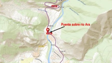 Localización de las obras en la N-260A. / Ministerio de Transportes