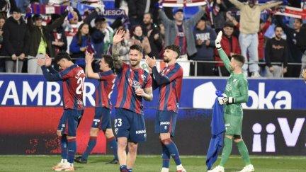 La SD Huesca tras el último triunfo en El Alcoraz