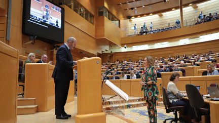 Mayte Pérez, en el Senado, durante su toma de posesión. / PSOE Aragón