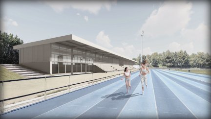 Diseño de las nuevas gradas que se instalarán en las pistas de atletismo. / Ayuntamiento de Huesca