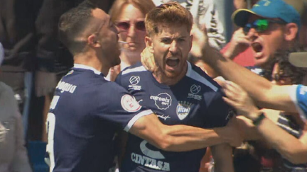 Barrero celebra con rabia el 1-0 del Utebo ante el Talavera. Foto: Aragón Deporte