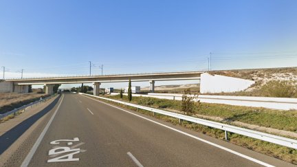 Tramo aproximado de la AP-2, en el que se ha producido el vuelco de un camión. / Google Maps