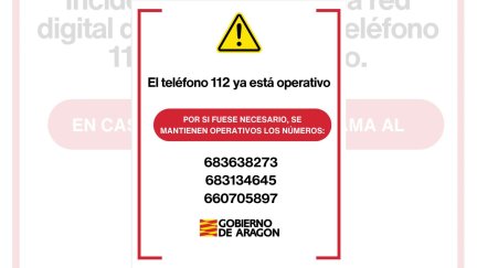 Números para contactar con el servicio de emergencias 112 Aragón. / 112 Aragón.