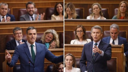 Pedro Sánchez y Alberto Núñez Feijóo este miércoles en el Congreso. / Europa Press