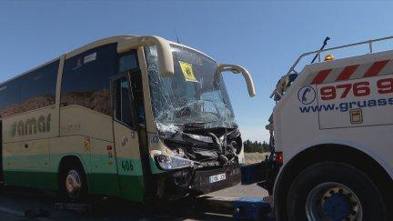Accidente en la N-2 a su paso por Nuez de Ebro./ Aragón TV