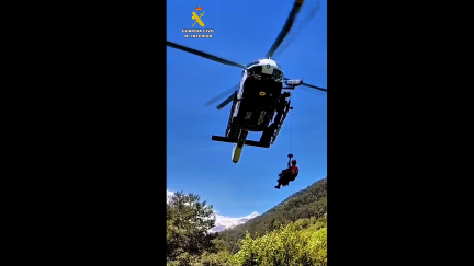 El helicóptero del Greim en una de las operaciones de este fin de semana. / Guardia Civil Huesca