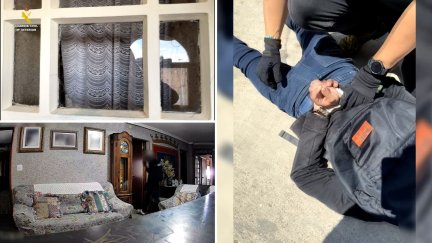 Fotos del momento de la detención y de una de las viviendas donde se cometió uno de los robos. / Guardia Civil