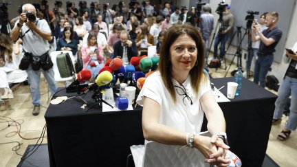 Leire Díez, antes de su comparecencia ante los medios. / EFE. Chema Moya