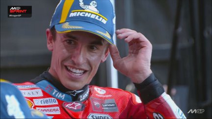Marc Márquez en el podio de la carrera al sprint