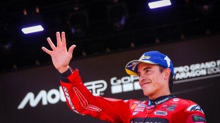 Marc Márquez tras lograr la victoria. Foto: Motorland Aragón.