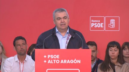 Santos Cerdán en un acto del PSOE en Huesca. / Archivo