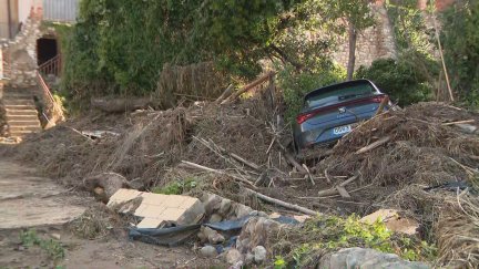 Daños visibles provocados por la tormenta en Azuara. / Aragón TV