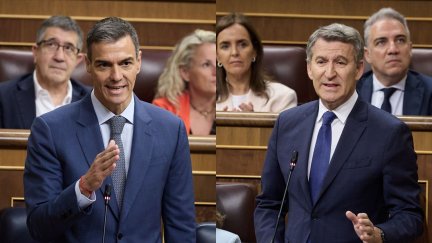 Pedro Sánchez y Núñez Feijóo durante la sesión de control al Gobierno. / Europa Press. Jesús Hellín