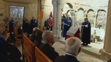 Acto homenaje celebrado este sábado en el Monasterio Viejo de San Juan de la Peña. / Aragón TV