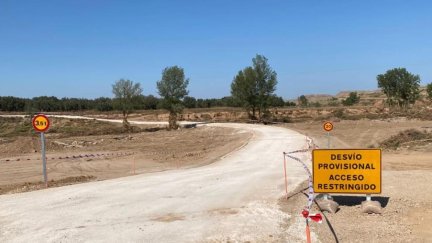 El paso provisional se ha señalizado y balizado para una mayor seguridad de los conductores. / Gobierno de Aragón