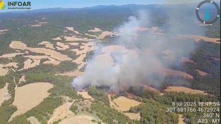 Incendio en Murillo de Gállego (Zaragoza) este martes. / Infoar