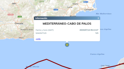 Lugar donde se ha registrado el epicentro del terremoto. / Instituto Geográfico Nacional