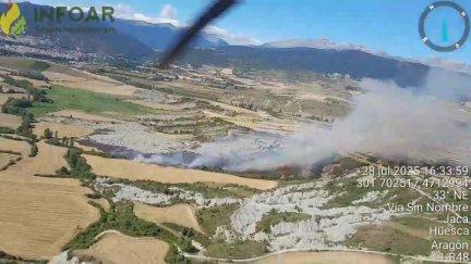 Imagen del incendio en Barós (Huesca). / Infoar