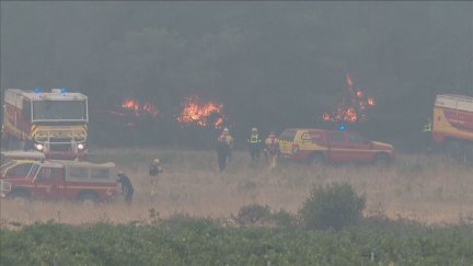 Bomberos franceses trabajan en uno de los frentes del fuego. / Reuters