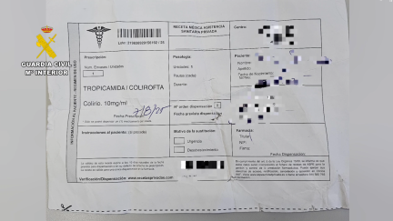 Receta falsa intervenida al detenido. / Guardia Civil