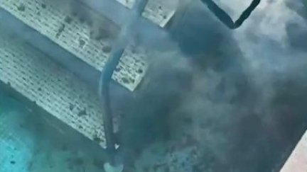 Todo el fondo estaba de la piscina estaba cubierto de estiércol de gallina. / Aragón TV