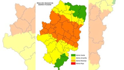 Alerta naranja por riesgo de incendios forestales en el tercio medio de Aragón. / Infoar