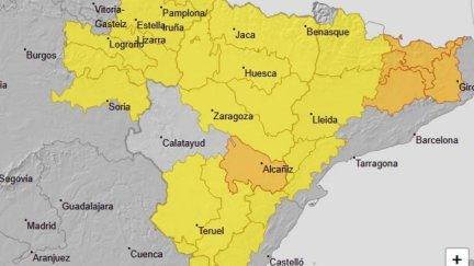 Zonas con avisos este domingo por lluvias, viento y granizo. / Aemet
