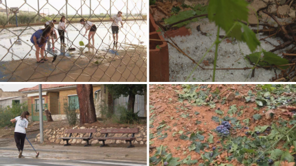 Fuertes trombas de agua y granizo han provocado daños en varios municipios de la provincia de Zaragoza. / Aragón TV Tv