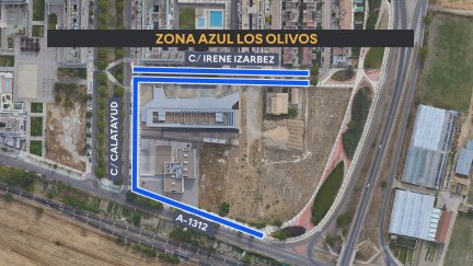 El Ayuntamiento de Huesca plantea establecer 89 plazas de zona azul en Los Olivos. / Aragón TV