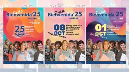 Cartel de la Fiesta de bienvenida a los estudiantes en la Universidad de Zaragoza. / Unizar