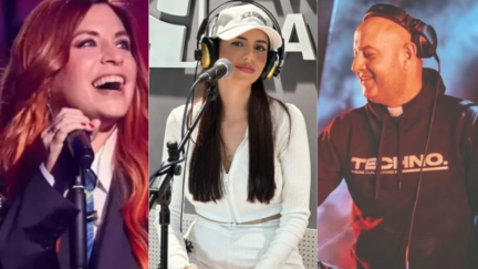 Leire Martínez, Naiara y el padre DJ Guilherme. / Aragón TV
