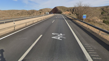 Punto de la A-2, a la altura de Morata de Jalón, donde el incendio de un camión ha obligado a cortar la carretera./ Google Maps