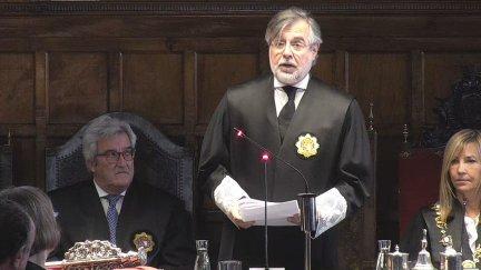 El magistrado Juan José Carbonero en la toma de posesión como presidente del TSJA. / Aragón TV