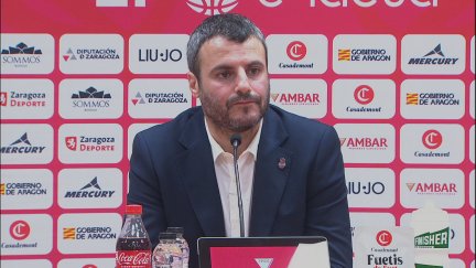 Carlos Cantero, durante su comparecencia tras el partido