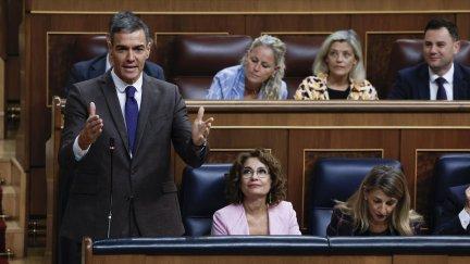 El presidente del Gobierno, Pedro Sánchez, interviene durante la sesión de control al Ejecutivo en el Congreso. / EFE. JJ Guillen
