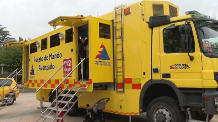 Camión de Puesto de Mando Avanzado de Protección Civil. / Aragón TV