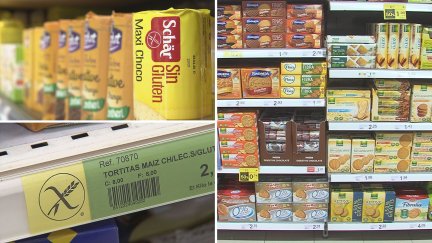 Productos para personas con celiaquía en un supermercado. / Aragón TV