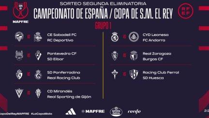 Emparejamientos de la segunda ronda de la Copa del Rey.