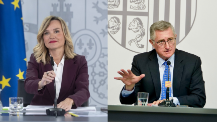 La ministra de Educación y portavoz del Gobierno, Pilar Alegría, y el consejero Manuel Blasco. / Europa Press-Gobierno de Aragón
