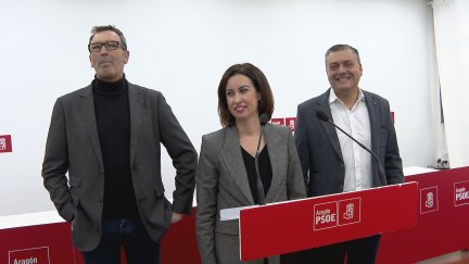 Los secretarios general del PSOE en Teruel, Zaragoza y Huesca./ Aragón TV