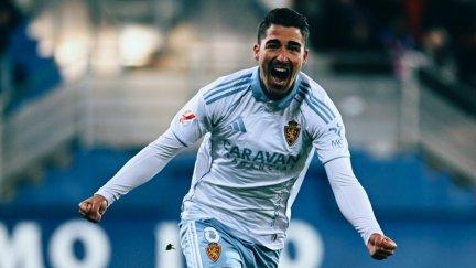 Toni Moya celebra el gol que le ha dado la victoria al equipo en Ipurua.