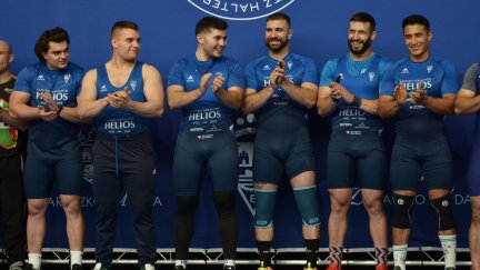 Imagen del equipo masculino de halterofilia del CN Helios. Foto: Federación Aragonesa de Halterofilia