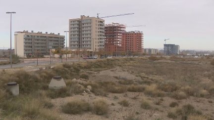 Zona del barrio de Arcosur (Zaragoza) donde se levantará el futuro centro de salud. / Aragón TV