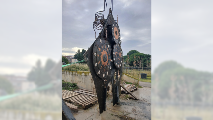 El reloj de agua de Rafael Barnola que será reubicado en el Parque Grande de Zaragoza una vez restaurado. | Ayuntamiento de Zaragoza