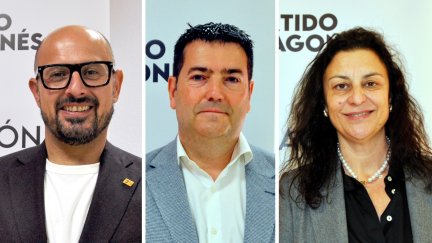 Alberto Izquierdo (izda.), Ángeles Roca y Francisco Nasarre, candidatos del PAR por las provincias de Teruel, Huesca y Zaragoza. | Aragón Noticias