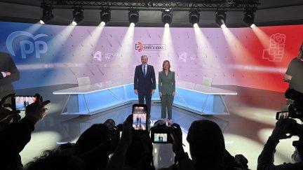 Jorge Azcón y Pilar Alegría, en el debate cara a cara. / Aragón TV