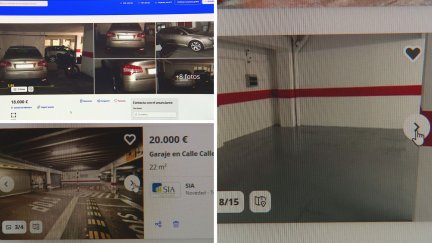 Ofertas de plazas de garaje en un portal inmobiliario. / Aragón TV