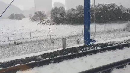 Uno de los trenes de alta velocidad parados este miércoles en Guadalajara. / J.Q.