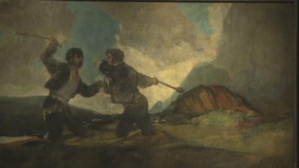 'Duelgo a garrotazos' es una de las obras de Goya que se exponen en el Museo del Prado y que forman parte de sus pinturas negras. / Aragón TV