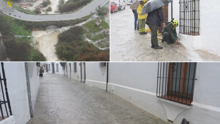 Imágenes del temporal en Grazalema. / EFE y Guardia Civil